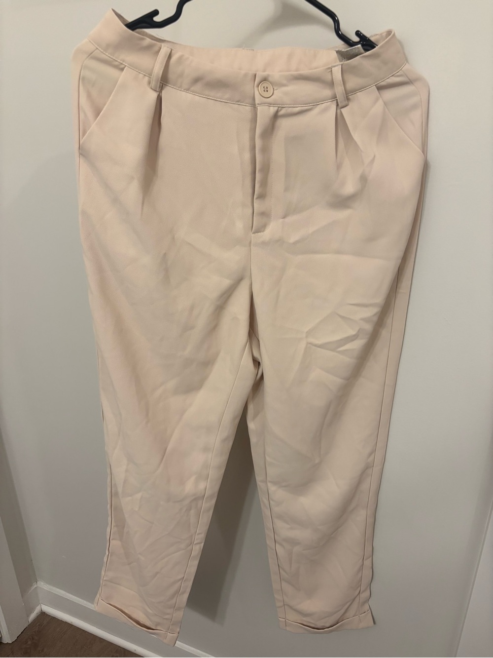 SHEIN Women’s Pleated Tapered Dress Pants - Light Cream